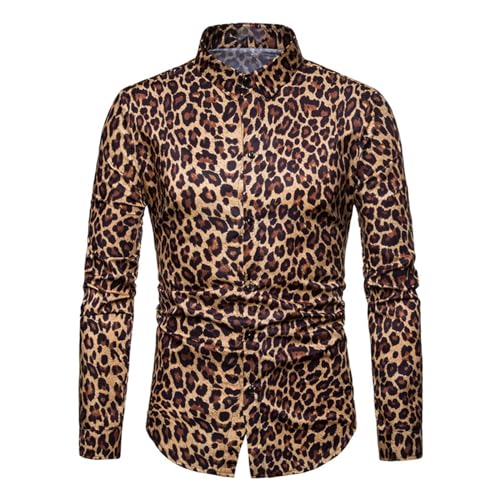 Herren-gelegenheitshemd Leopard Bedrucktes Langarm-Hemd-Hemd-Button Down Lteel Halshark Hemd von Generic