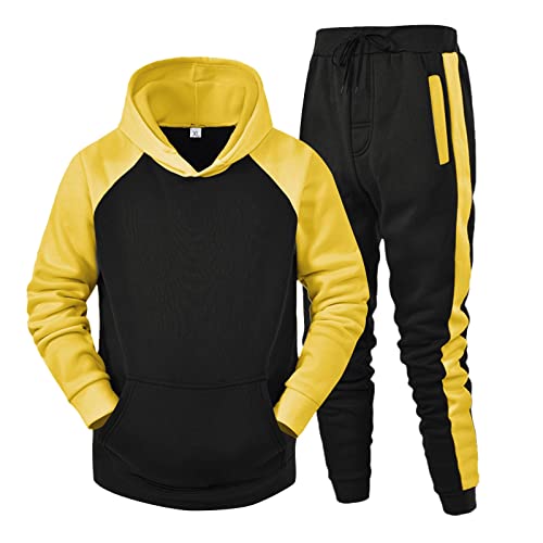 Jogginganzug Herren Trainingsanzug Langarm Sportanzug Winter Outdoor Tracksuit Wärmend Kapuzenpullover Jogging Anzug Set mit Hoodie und Jogginghosen Männer Fussball Trainingsanzüge (2 Stück Anzug) von Generic