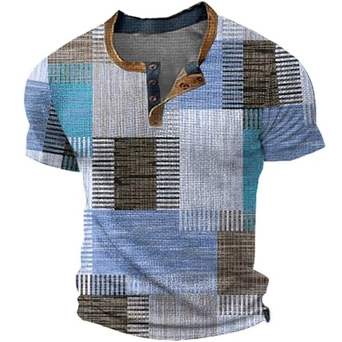 Herren-t-Shirt Mit Digitaldruck Vintage-Stil Knopfleiste Tank Top Armelherren-t-Shirt Button-down-Kragen. Material: Polyester. Farbe: Wie Auf Dem Bild Sehen (aufgrund Unterschiedlicher Monitore von Generic