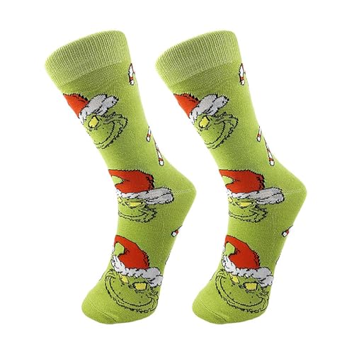 Grinch Baumwolle Socken Packung Weihnachtssöckchen, , Bunte Gemusterte Weihnachtssocken für Herren und Damen von Generic