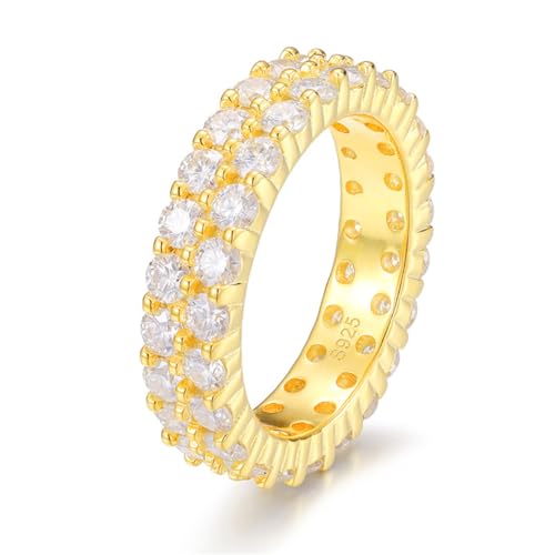 Herren und Damen S925 Silber Moissanite 3.0 Zweireihiger Modering von Generic