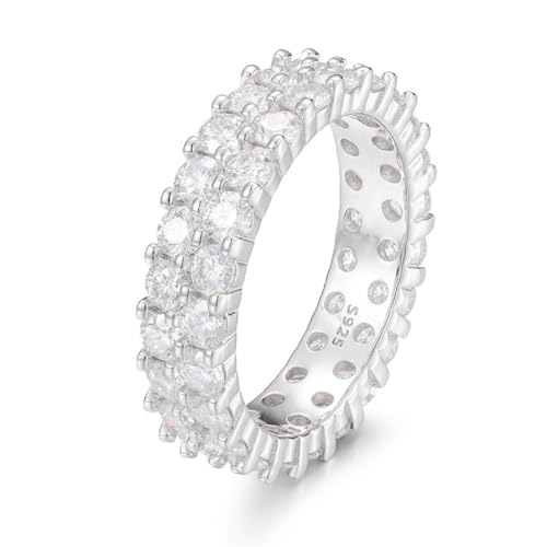 Herren und Damen S925 Silber Moissanite 3.0 Zweireihiger Modering von Generic