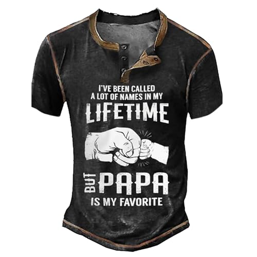 Herrenarmbanduhren Mit Licht Ich wurde in Meinem Leben viele Namen genannt, Aber Papa ist Mein Lieblings-Vintage-Herren-3D-Shirt zum Vatertag | Braune Sommerbaumwolle | Herren-T-Shirt, (Black, S) von Generic