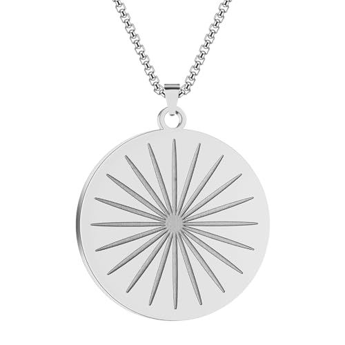Herrenhalsketten, Edelstahl, personalisierter einfacher Sonnenanhänger, Halskette, Schmuck von Generic