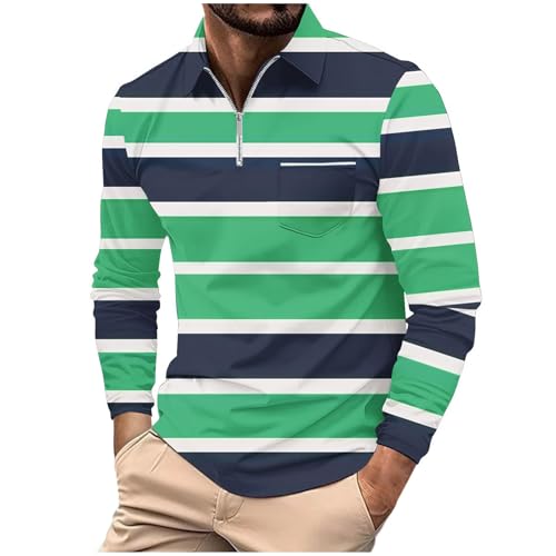 Herrenhemd Langarm Regular Fit T-Shirts Herren Langarm T Shirt Herren Schwarz Italien Hemd Herren Langarm Poloshirt Herren Langarm Slim Fit, grün, XXL von Generic