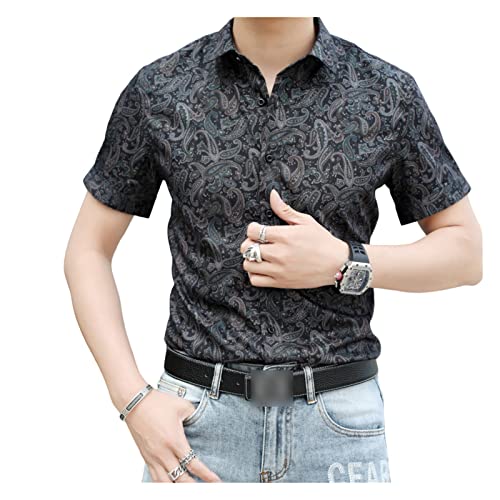 Herrenhemd Paisley Muster Schlanker Kurzarmhemden Kurzer Reversgeschäft T-Shirts Button Down von Generic