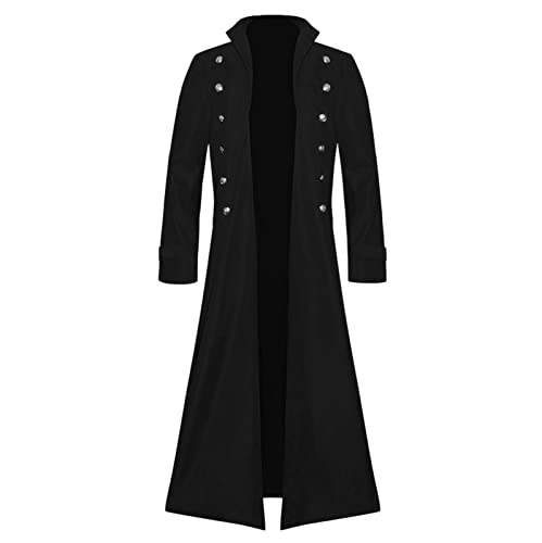 Herrenjacke Mantel Mittelalter Renaissance Steampunk Blazer Mantel Uniform Cosplay Tailcoat für Männer Kostüm Party Outwear Punk Jacke Karneval Cosplay Kostüm Smoking Jacke, Schwarz, XL von Generic