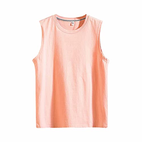 Herrenmode Frühling und Sommer Lässiges ärmelloses O-Ausschnitt bedrucktes Top-Unterhemd im Raglan-Stil Schwarze Tops Herren Mit Spitze (Pink, XL) von Generic