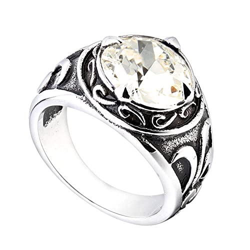 Herrenring aus Edelstahl im Vintage-Stil mit Blumenmuster und rundem Edelstein Herrenring aus Edelstahl im Vintage-Stil mit Blumenmuster und rundem Edelstein von Generic