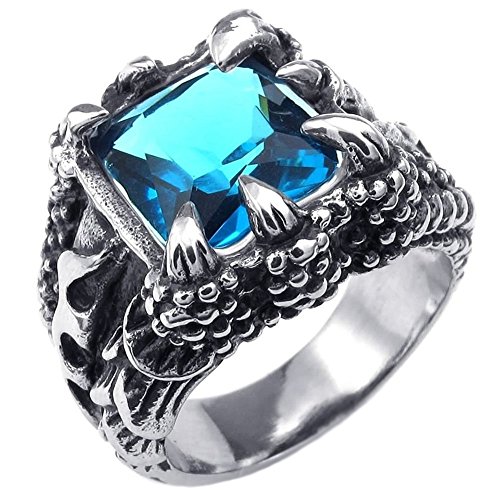 Herrenring aus Edelstahl im Vintage-Stil mit Drachenklaue und quadratischem Edelstein Herrenring aus Edelstahl im Vintage-Stil mit Drachenklaue und quadratischem Edelstein von Generic