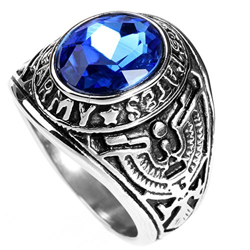 Herrenring aus Edelstahl mit US-Army-Veteranen-Hawk-Adler und ovalem CZ-Edelstein Herrenring aus Edelstahl mit US-Army-Veteranen-Hawk-Adler und ovalem CZ-Edelstein von Generic