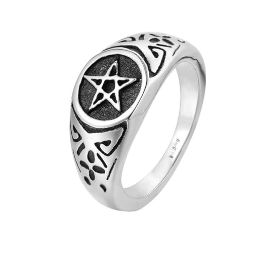 Herrenring aus Titanstahl im Vintage-Stil mit sternförmigem Design von Generic