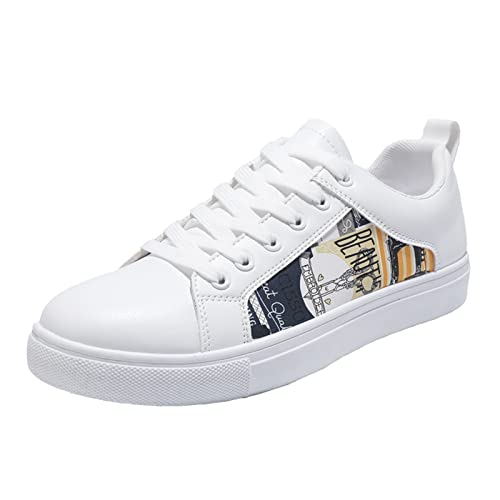 Herrenschuhe Lederschuhe Herren Mode Turnschuhe intelligente leichte Laufschuhe Alltag Wanderschuhe Sportbrett Schuh Schnürung Sneaker Pumps Vintage gedruckt Turnschuhe Teenager trendy Trainer, gelb Herrenschuhe Lederschuhe Herren Mode Turnschuhe intelligente leichte Laufschuhe Alltag Wanderschuhe Sportbrett Schuh Schnürung Sneaker Pumps Vintage gedruckt Turnschuhe Teenager trendy Trainer, gelb von Generic