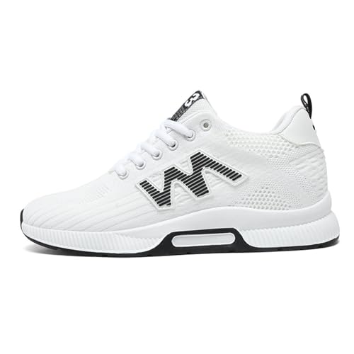 Herrenschuhe Sneaker Sportschuhe mit verstecktem Plateauabsatz erhöhte Einlegesohle Mesh atmungsaktiv leicht bequem Outdoor Freizeit Laufschuhe für Herren (White, 39) von Generic