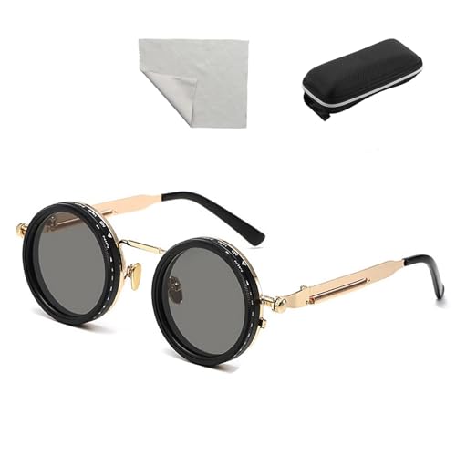 Herrenverstellbare Farbton-Sonnenbrille: 1-9 Zahnräder, runde polarisierte Objektive mit integriertem ND-Filter, perfekt für Aktivitäten im Freien, Fahren und Angeln Black Gold von Generic