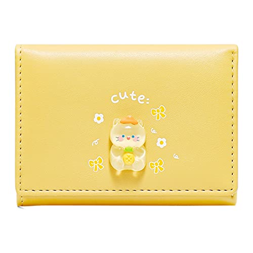 Hersteller Cartoon Kaninchen DruckKurz Cartoon Obst Knopf Niedlich Mini Clip Mädchen Geldbörse Tasche Auto Brieftaschen (Gelb, Einheitsgröße) von Generic