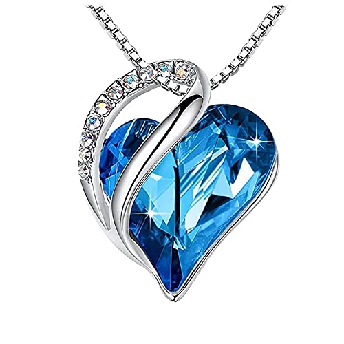 Herz-Halskette Geschenke Liebe Kristall Schmuck mit Stein Anhänger 18K für Frauen Halsketten Anhänger Halskette für Frauen Herz, blau, Einheitsgröße von Generic