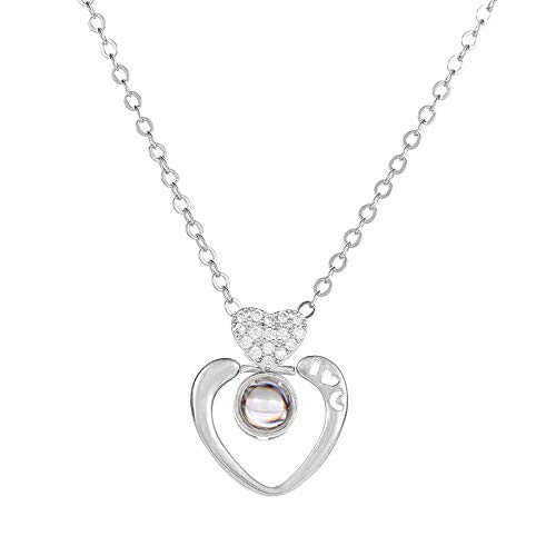 Herz Halskette Geschenke Liebe Kristall Schmuck mit Stein Anhänger 18K für Frauen Halsketten & Anhänger Silber Kristall Halskette, Silber D, Einheitsgröße von Generic