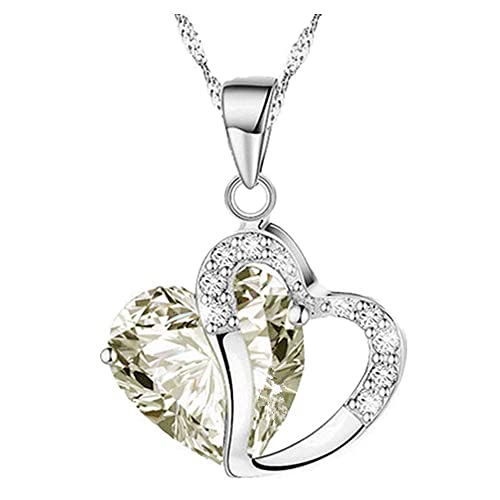 Herz Halskette Geschenke Liebe Kristall Schmuck mit Stein Anhänger 18K für Frauen Halsketten & Anhänger Silber Kristall Halskette, White-B, Einheitsgröße von Generic