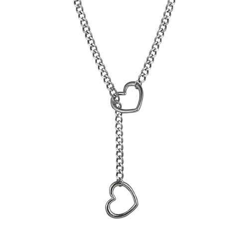 Herzförmige Halskette – goldene Halskette | -Herz-Medaillon | Liebesperlen | Kettenperlen in Liebesform | gotischer kubischer Schmuck, Titanstahl-Anhänger für Geburtstag, Valentinstag, Refer to von Generic