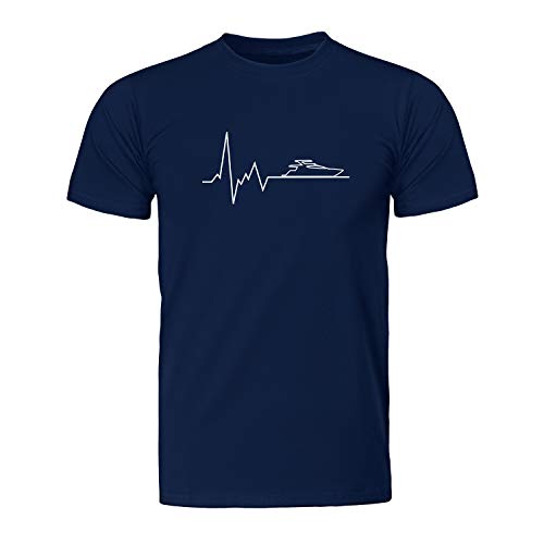 Herzschlag Jacht Yacht, Herren T-Shirt - Fairwear -, Größe L, Navy von Generic