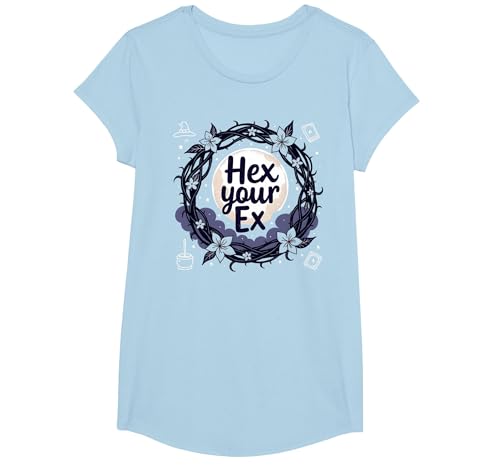 Hex Your Ex: Witchy Breakup Empowerment Mondscheinkranz T-Shirt, Girls, Himmelblau, XS von Generic