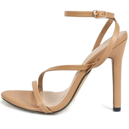 High Heel Sandalen Damen Kreuzbänder Sexy Dünne Träger Glattleder Schnalle Offene Zehen Rund Bequem Vielseitig Stilvoll Party Sommer Stiletto,Apricot,38 EU High Heel Sandalen Damen Kreuzbänder Sexy Dünne Träger Glattleder Schnalle Offene Zehen Rund Bequem Vielseitig Stilvoll Party Sommer Stiletto,Apricot,38 EU von Qynthra