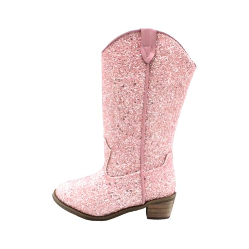 High Heels Reitstiefel Mädchen Mode Glitzer Stiefel Rutschfest Kinderstiefel Warm Langschaft Schneestiefel Thermo Winterstiefel Outdoor Bunt Hohe Boots (Pink, 22.5 Toddler) von Generic