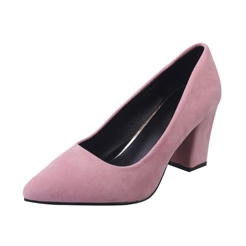 High Heels für Damen, modisch, quadratischer Absatz, spitz, Arbeitsschuhe, schick und elegant, Nubukleder, geschlossene Zehen, leicht, Pumps, Schuhe für Abendveranstaltungen, Hochzeiten, Rosa, 41 EU High Heels für Damen, modisch, quadratischer Absatz, spitz, Arbeitsschuhe, schick und elegant, Nubukleder, geschlossene Zehen, leicht, Pumps, Schuhe für Abendveranstaltungen, Hochzeiten, Rosa, 41 EU von Generic