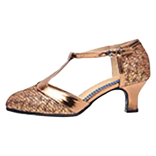 High Heels für Latein Tanzschuhe Damen mit Dance Heel und Glitzer High Heels silber für 𝗦𝐚lsa Schuhe und sexy Schuhe Damen mit elegant und bequem (Bronze, 36) von Generic