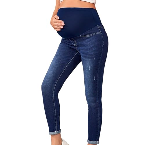 High Waist Umstandsjeans Damen Skinny Stretch,Jeanshosen für Schwangere,Maternity Jeans Stretch Schwangerschaftsjeans Umstandshose Mit Geradem Bein FrüHling Und Sommer Umstandshose Umstandsmode von Generic
