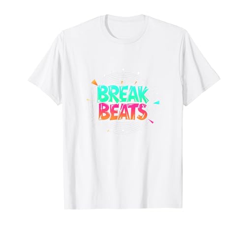 Hip Hop Break Beats Retro Graffiti Stil Musik Kunst T-Shirt, Herren, Weiß, 4XL von Generic