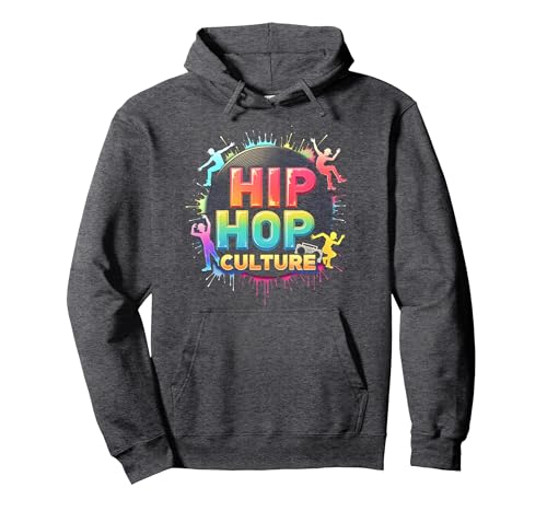 Hip Hop Culture Vibrant Urban Beat für Männer Musikliebhaber Pullover Hoodie, Unisex für Erwachsene, Anthrazit Meliert, XL von Generic