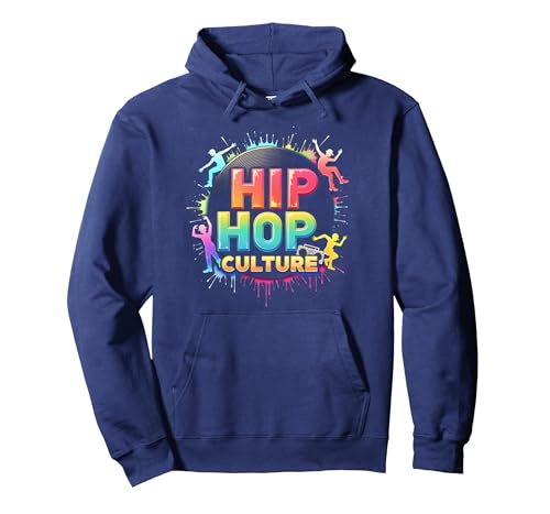 Hip Hop Culture Vibrant Urban Beat für Männer Musikliebhaber Pullover Hoodie, Unisex für Erwachsene, Marineblau, XL von Generic