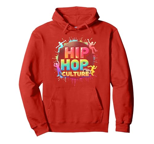 Hip Hop Culture Vibrant Urban Beat für Männer Musikliebhaber Pullover Hoodie, Unisex für Erwachsene, Rot, M von Generic