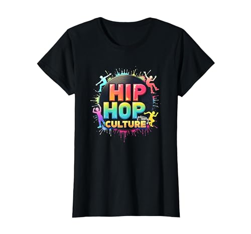 Hip Hop Culture Vibrant Urban Beat für Männer Musikliebhaber T-Shirt, Damen, Schwarz, XS von Generic