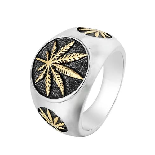 Hip Hop Vintage Maple Leaf Titan Stahl Herrenring Hip Hop Persönlichkeit Modeschmuck von Generic