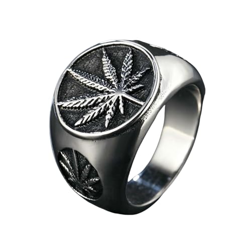 Hip Hop Vintage Maple Leaf Titan Stahl Herrenring Hip Hop Persönlichkeit Modeschmuck Hip Hop Vintage Maple Leaf Titan Stahl Herrenring Hip Hop Persönlichkeit Modeschmuck von Generic