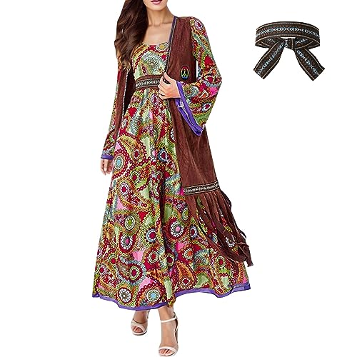 Hippie Kleidung Damen Fransen ärmellos Hippie Kostüm Damen Weste 60er 70er Jahre Bekleidung Damen Mädchen Disco Outfit Braun Fransenweste Damen Hippie Bolero Karneval Faschingskostüme von Generic