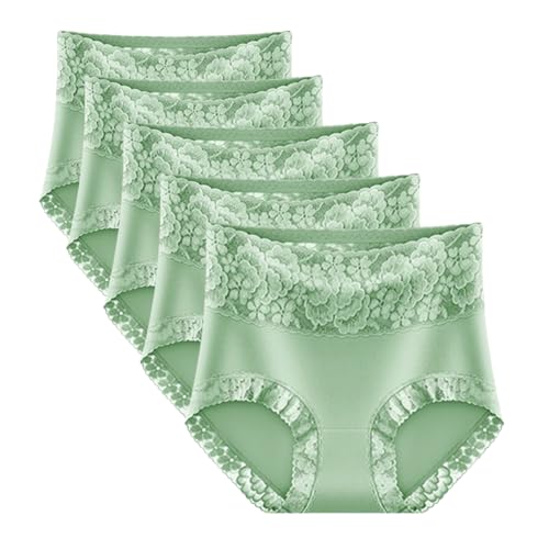 Hoch taillierter, leicht bauchformender Spitzenslip aus Reiner Baumwolle, bequemer Damen-Hüftlifting-Slip(B,XXL) von Generic