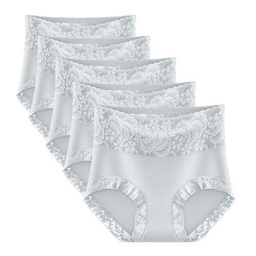 Hoch taillierter, leicht bauchformender Spitzenslip aus Reiner Baumwolle, bequemer Damen-Hüftlifting-Slip(C,XXL) von Generic