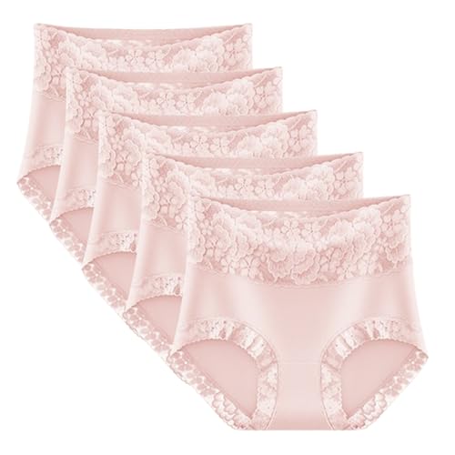 Hoch taillierter, leicht bauchformender Spitzenslip aus Reiner Baumwolle, bequemer Damen-Hüftlifting-Slip(F,L) von Generic