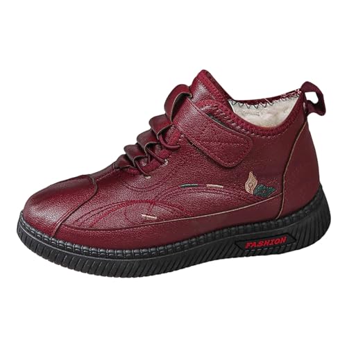 Hochwertige Schneestiefel für Frauen mit Fleecefutter Flacher Sohle bequemer Passform ideal für Winter vielseitig einsetzbar (Red, 41) von Generic