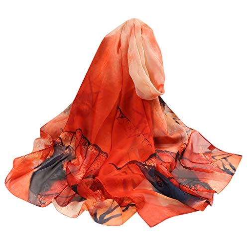 Hochwertiges Baumwoll-Halstuch Seide Chiffon Schal Seidenschal lang Damengeschenk, lässig bedruckter Seidenschal Scarves Schal Damen Stola Lang Frühjahr Bunt Stola Halstuch Tuch Seidenschal von Generic