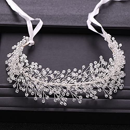 Hochzeit Kopfschmuck Handgemachte Hochzeit Haarschmuck Silber Strass Kristall Stirnband Braut Tiara Frau Haarband Schmuck Hochzeit Haarschmuck von Generic