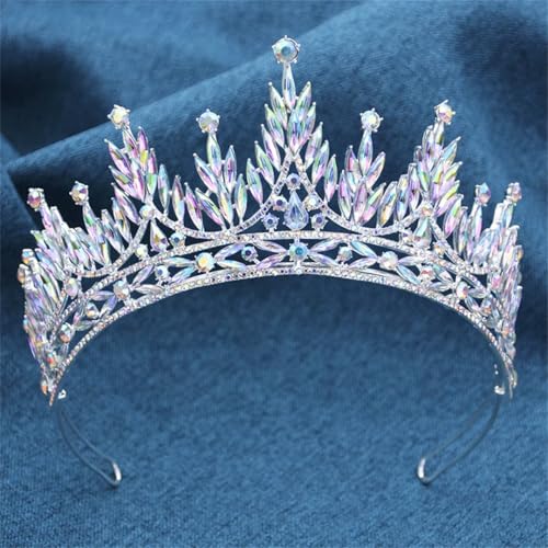 Hochzeit Krone Tiaras Party Geburtstag Kristall Tiara Haar Brautkleid Zubehör Silber AB von Generic