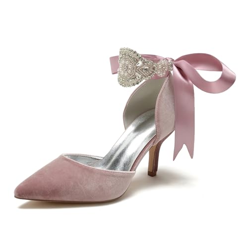 Hochzeit Schuhe Bridal Hochhackige Schuhe Damen Sexy Pointed Toe Kleid Stiletto High Heels 8Cm,Rosa,41 EU von Generic