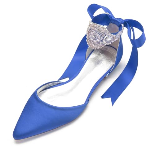 Hochzeit Schuhe Damen Flach Pointed Toe Bridal Flache Schuhe Formelle Abend Abschlussball Party Kleid Schuhe 1.5Cm,Blau,41 EU Hochzeit Schuhe Damen Flach Pointed Toe Bridal Flache Schuhe Formelle Abend Abschlussball Party Kleid Schuhe 1.5Cm,Blau,41 EU von Generic