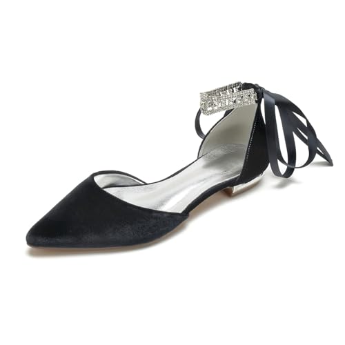 Hochzeit Schuhe Damen Flach Pointed Toe Flache Sandalen Flache Bridal Party Partnersuche 1.5Cm,Schwarz,43 EU Hochzeit Schuhe Damen Flach Pointed Toe Flache Sandalen Flache Bridal Party Partnersuche 1.5Cm,Schwarz,43 EU von Generic