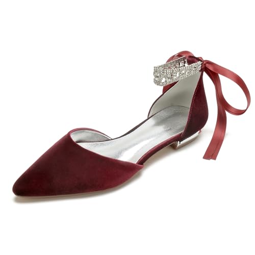 Hochzeit Schuhe Damen Flach Pointed Toe Flache Sandalen Flache Bridal Party Partnersuche 1.5Cm,Wine red,43 EU Hochzeit Schuhe Damen Flach Pointed Toe Flache Sandalen Flache Bridal Party Partnersuche 1.5Cm,Wine red,43 EU von Generic